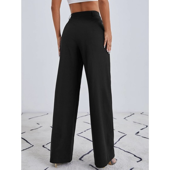 High waist Zip Up Straight Leg Pants dress pants black - Picture 2 of 12